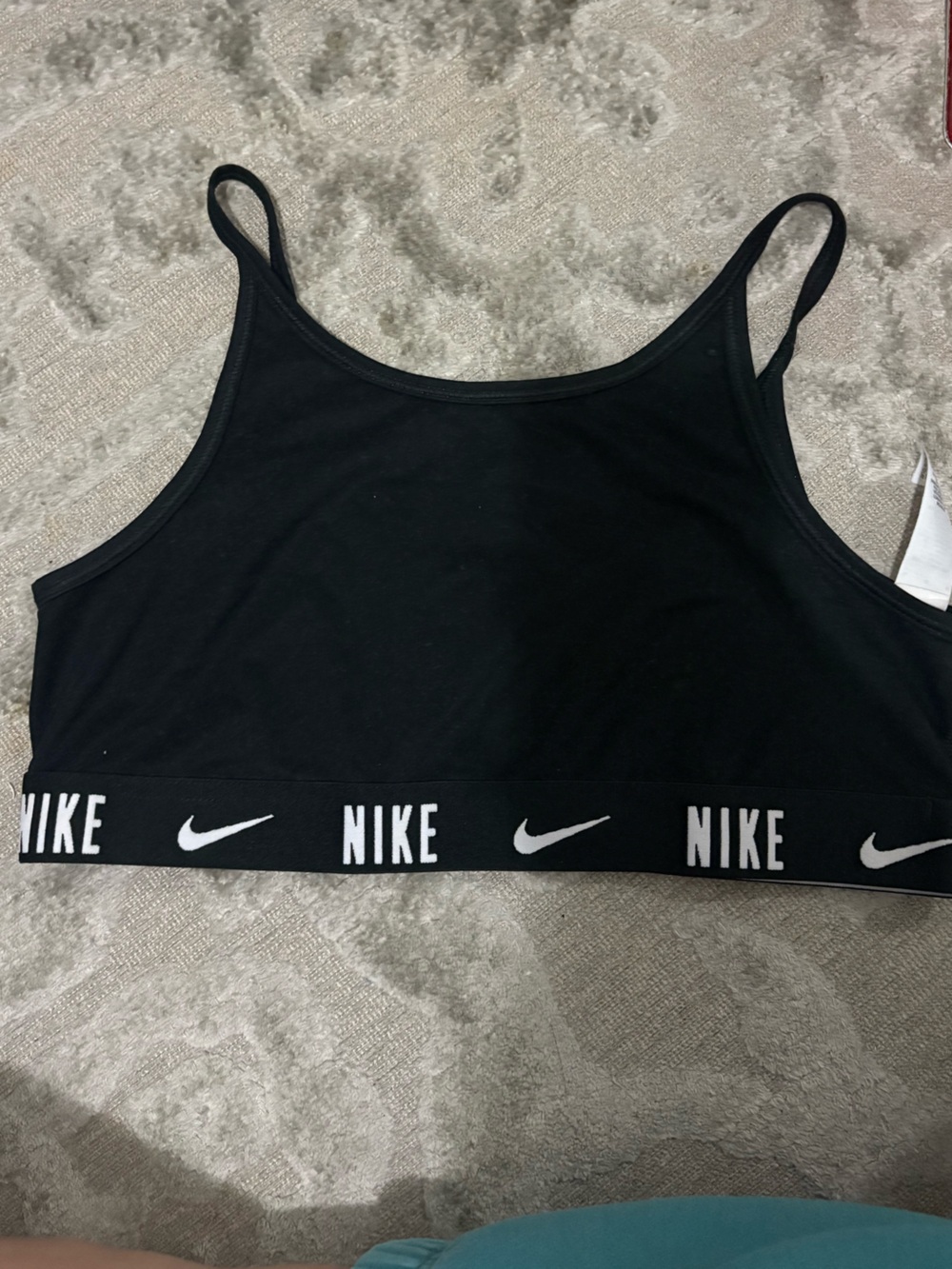 Nike Black Sports Crop Top with White Logo Band